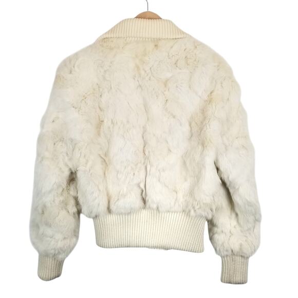 Vintage Wilson's Leather Maxima  Cream Rabbit Fur Zip Front Jacket Size Small - Picture 2 of 5